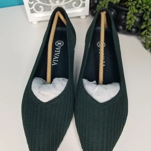 Vivaia Malia Pointed Toe Flats Hunter Green