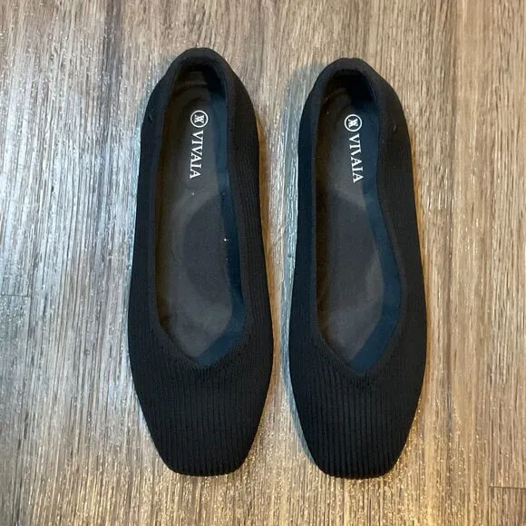 Vivaia‎ Margot 2.0 Square Toe V-Cut Womens Size 39W Ballet Flats Black