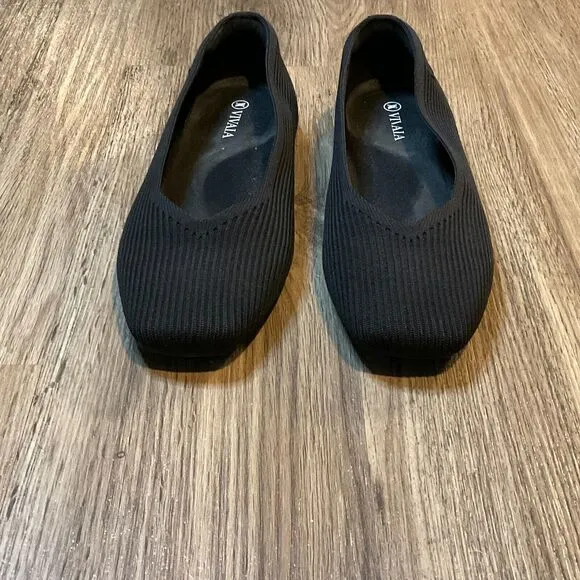 Vivaia‎ Margot 2.0 Square Toe V-Cut Womens Size 39W Ballet Flats Black