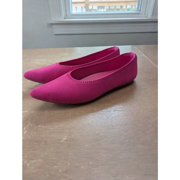 Vivaia Pointed Toe Ballet Flats Aria 5' women's 41.5 pink knitted comfort Pitata