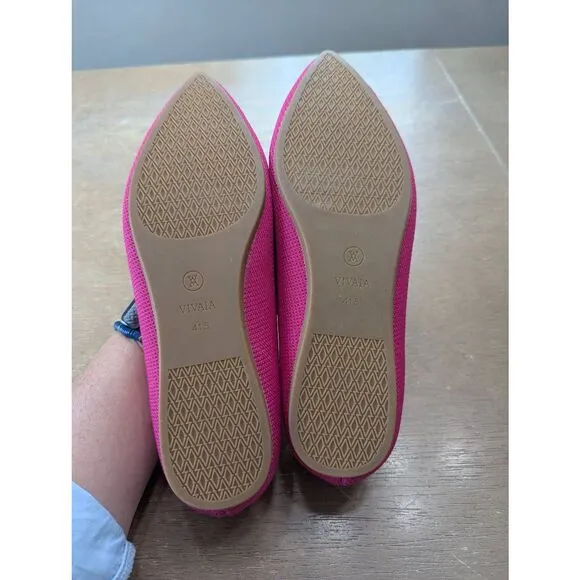 Vivaia Pointed Toe Ballet Flats Aria 5' women's 41.5 pink knitted comfort Pitata