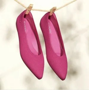 Vivaia Pointed Toe Ballet Flats Aria 5' women's 41.5 pink knitted comfort Pitata