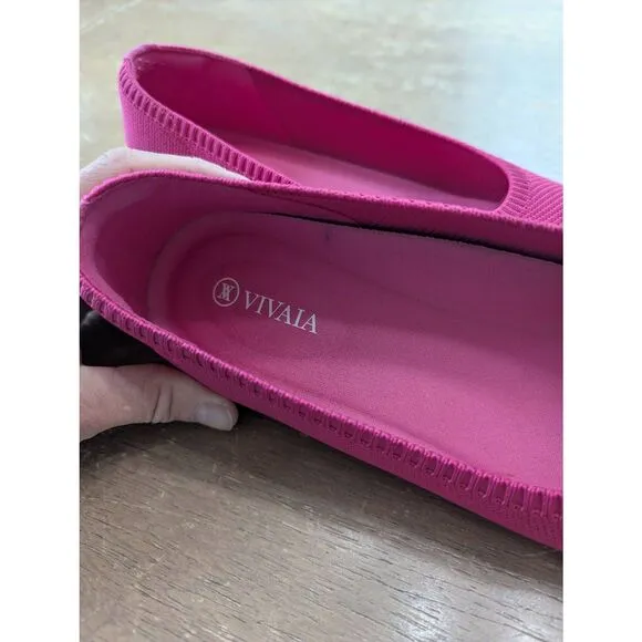 Vivaia Pointed Toe Ballet Flats Aria 5' women's 41.5 pink knitted comfort Pitata