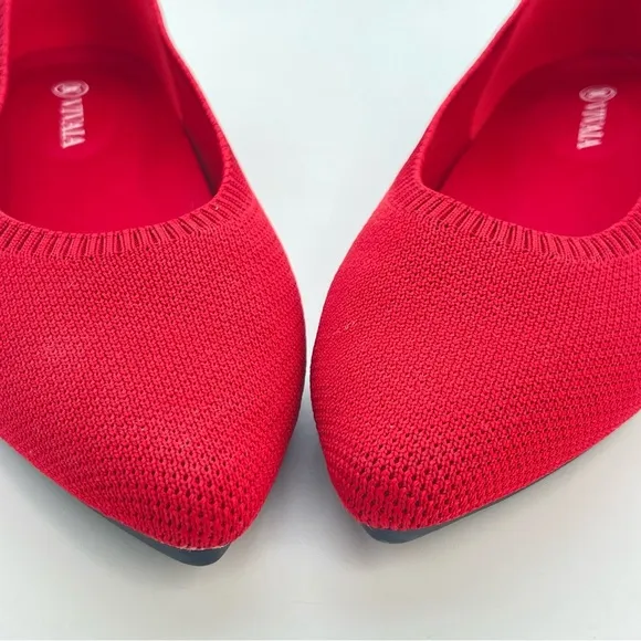 VIVAIA Ruby Red Pointed-Toe Breathable Mesh Ballet Flats Women’s Shoes | EU 37.5
