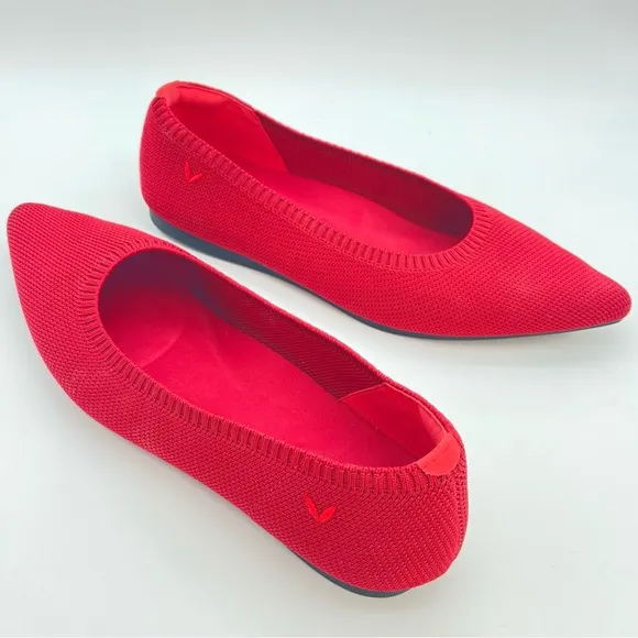 VIVAIA Ruby Red Pointed-Toe Breathable Mesh Ballet Flats Women’s Shoes | EU 37.5