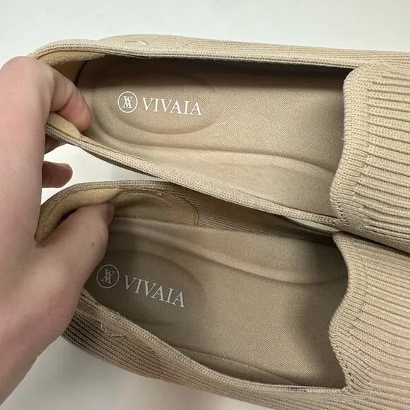 VIVAIA Samantha Classic Square-Toe Loafers Beige in Almond Size 8.5 39.5 Work