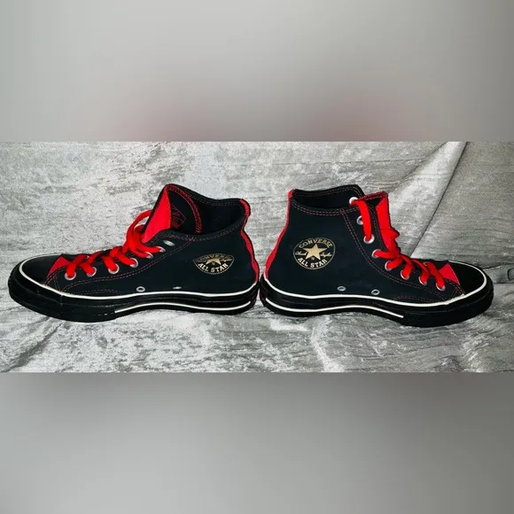 Vostok Converse Black and Red High-Top Sneakers