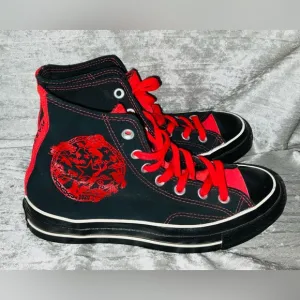 Vostok Converse Black and Red High-Top Sneakers