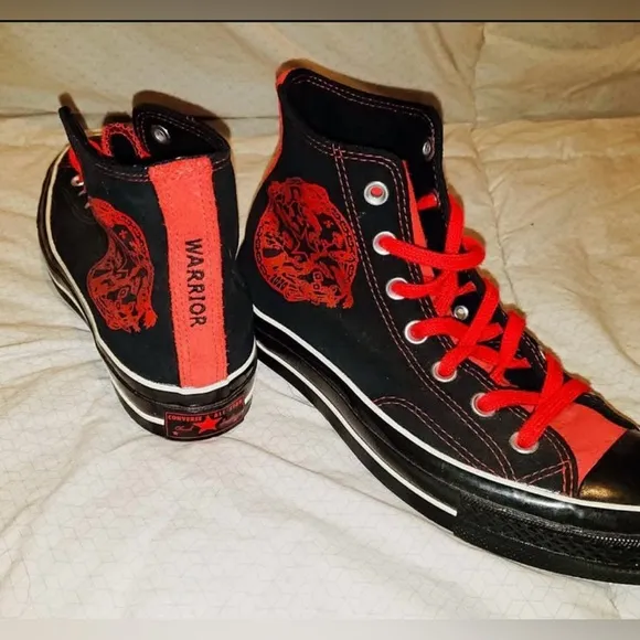 Vostok Converse Black and Red High-Top Sneakers