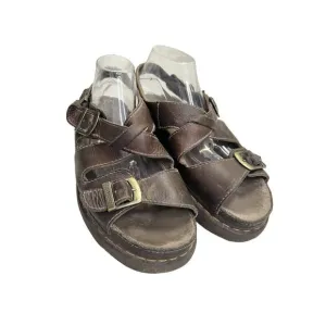 Vtg Dr Doc Martens Men 11 Chunky Heel Brown Y2K Fishermen Strappy Sandals Grunge