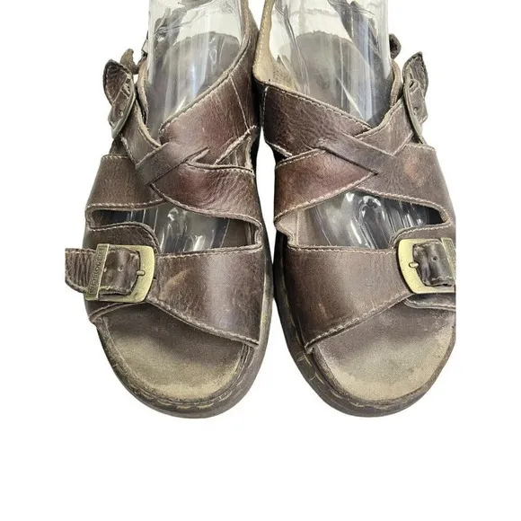 Vtg Dr Doc Martens Men 11 Chunky Heel Brown Y2K Fishermen Strappy Sandals Grunge