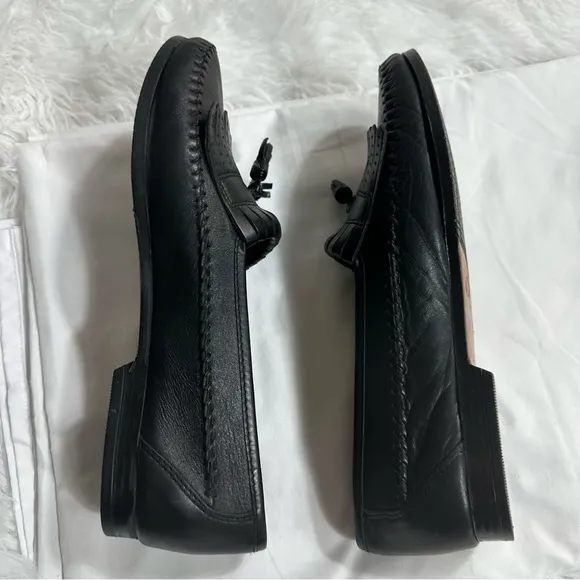 VTG Giorgio Made In Italy Mens Sz 9 Black Leather Loafers Slip On Dress Shoes
