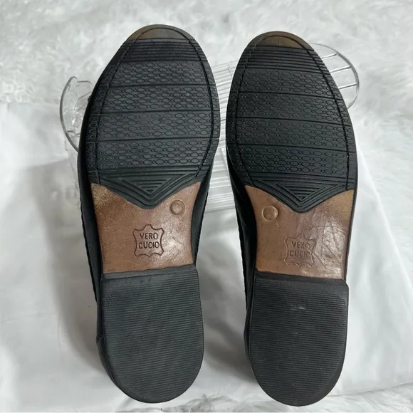 VTG Giorgio Made In Italy Mens Sz 9 Black Leather Loafers Slip On Dress Shoes