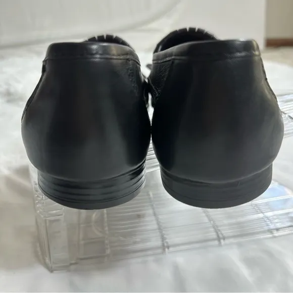 VTG Giorgio Made In Italy Mens Sz 9 Black Leather Loafers Slip On Dress Shoes