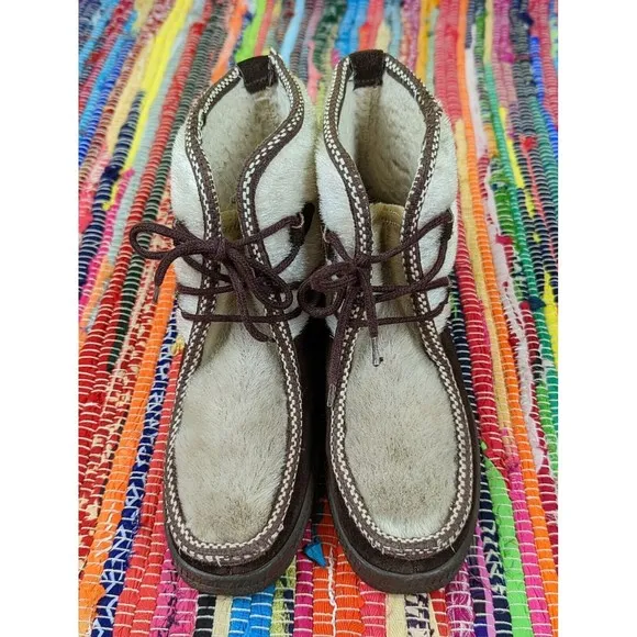 VTG Ski Lounger Women's 6 EU 37 Apres Ski Snow Boots Faux Fur Suede Italy EUC