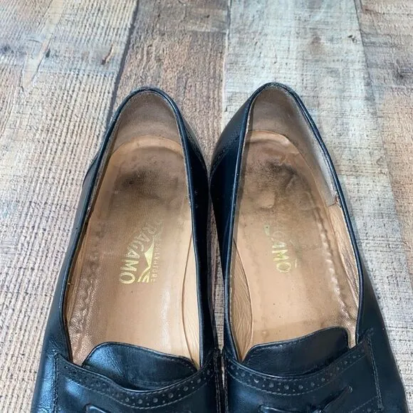 Vtg 80s Salvatore Ferragamo Wing Tip Tassel Loafers