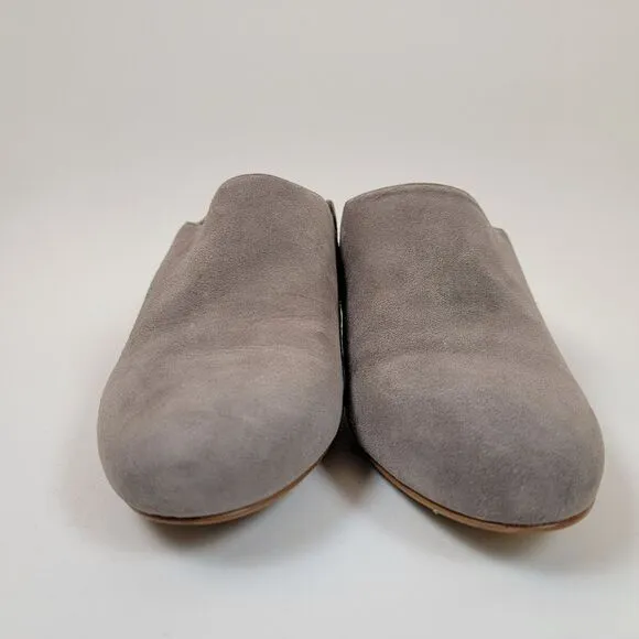 Walking Cradles Greer Suede Chunky Heels Mule Slip-on Taupe Shoes Gray Size 6.5