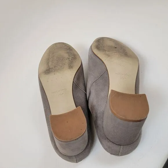Walking Cradles Greer Suede Chunky Heels Mule Slip-on Taupe Shoes Gray Size 6.5