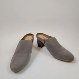 Walking Cradles Greer Suede Chunky Heels Mule Slip-on Taupe Shoes Gray Size 6.5
