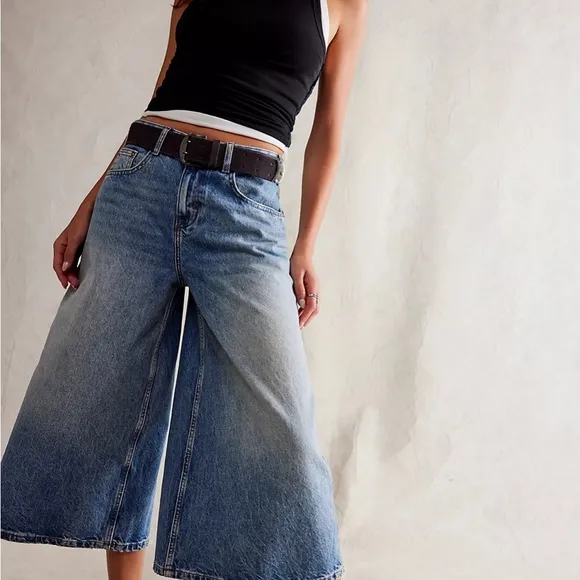 We the free high top wide crop jeans