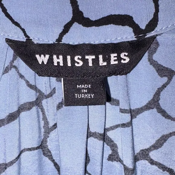 Whistles Dress Size 12 Olivia Giraffe Print Blue Midi Belted Pockets Button Up