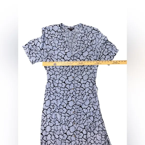Whistles Dress Size 12 Olivia Giraffe Print Blue Midi Belted Pockets Button Up