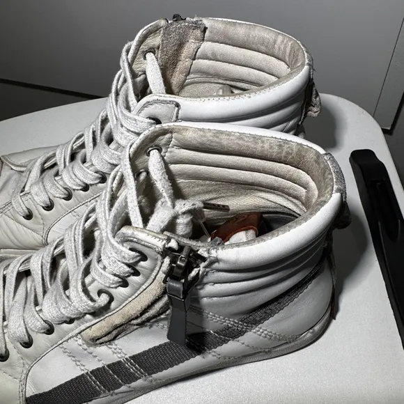 White &amp; Gray Diesel High-Top Sneakers