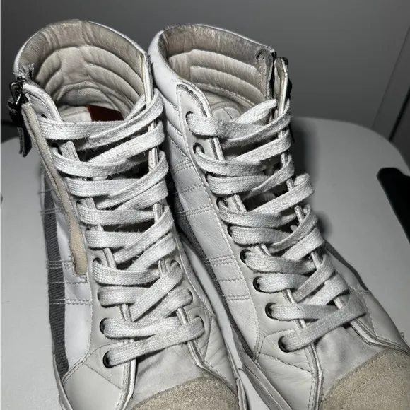 White &amp; Gray Diesel High-Top Sneakers
