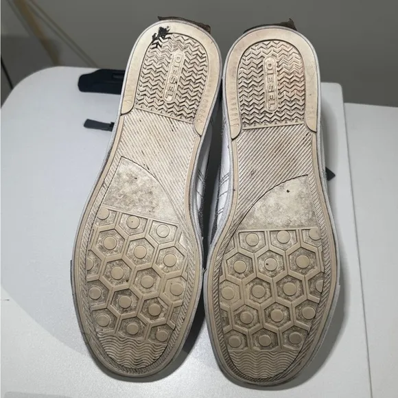 White &amp; Gray Diesel High-Top Sneakers