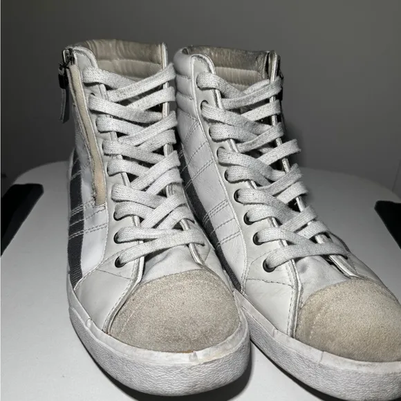 White &amp; Gray Diesel High-Top Sneakers