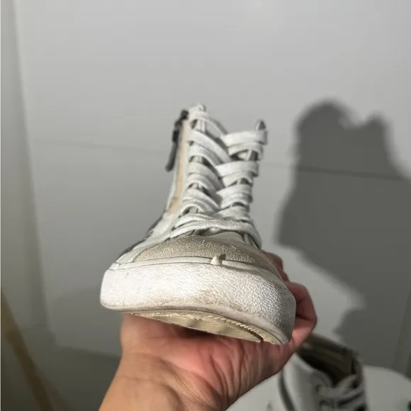 White &amp; Gray Diesel High-Top Sneakers