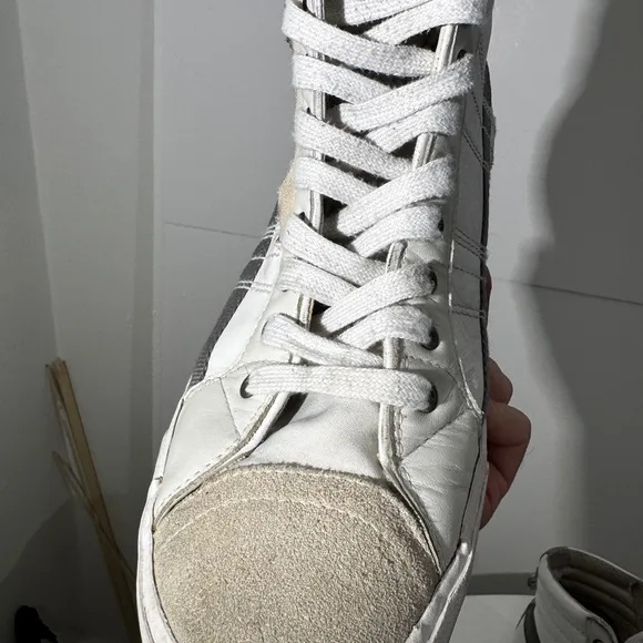 White &amp; Gray Diesel High-Top Sneakers