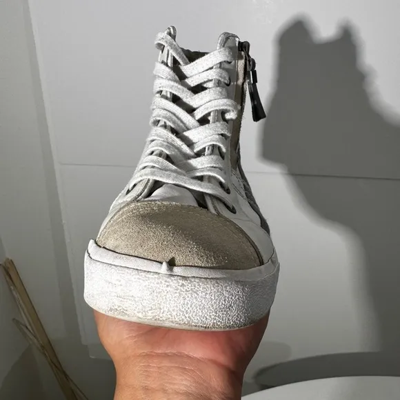 White &amp; Gray Diesel High-Top Sneakers