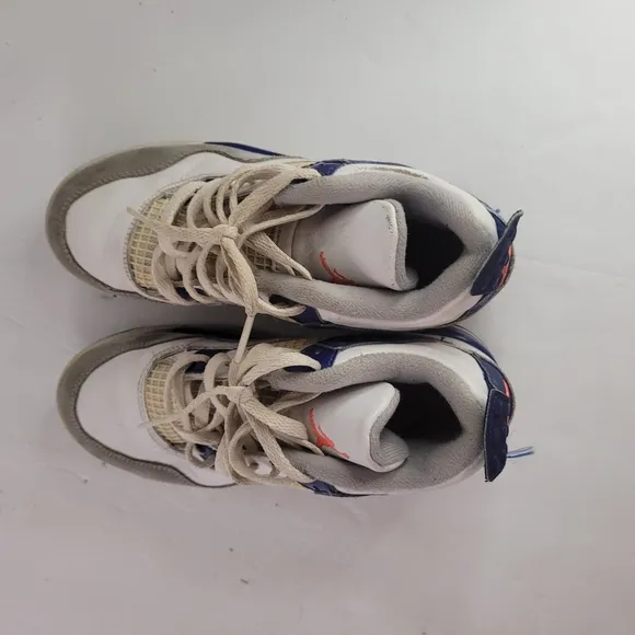 White and Blue Chunky Sneakers with Multi-layered Sole