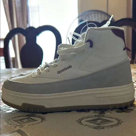 White and Gray High-Top Sneakers