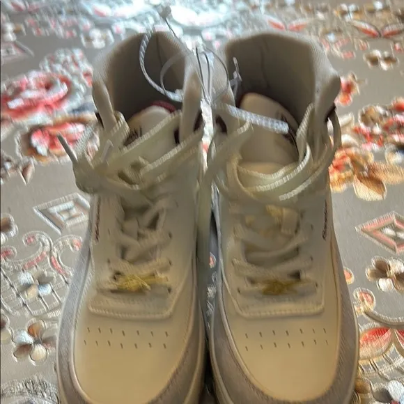 White and Gray High-Top Sneakers