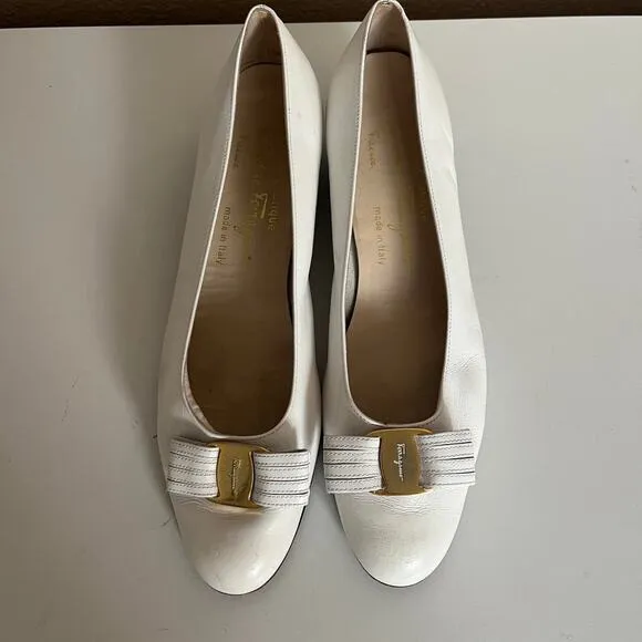 White salvatore ferraegamo ballet flats