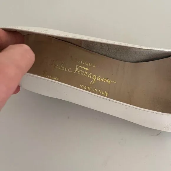 White salvatore ferraegamo ballet flats