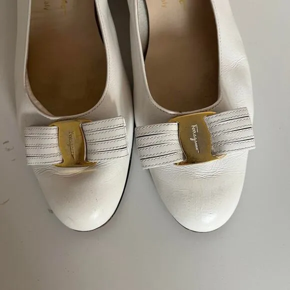 White salvatore ferraegamo ballet flats