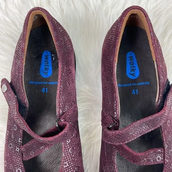 Wolky | purple Mary Jane loafers 9.0 Velcro closure (41)