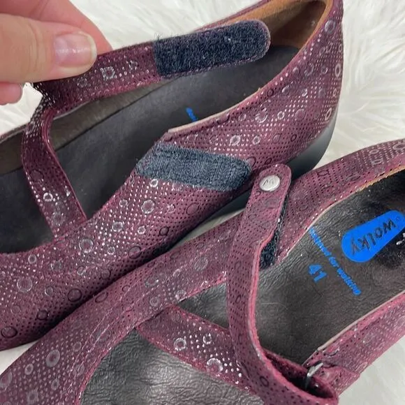 Wolky | purple Mary Jane loafers 9.0 Velcro closure (41)