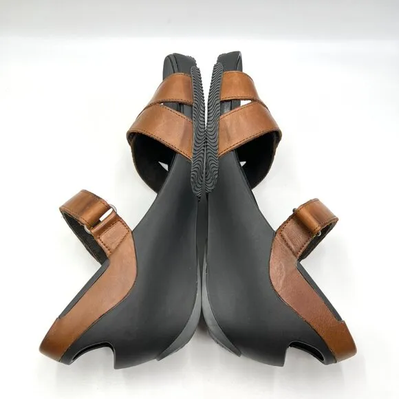 Wolky Womens Epoch Size 41 EU 9.5 US Cognac Brown Leather Wedges Sandals Shoes
