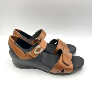 Wolky Womens Epoch Size 41 EU 9.5 US Cognac Brown Leather Wedges Sandals Shoes