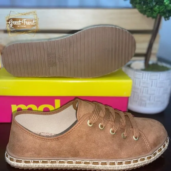 Women Espadrilles Camel Faux Suede Casual Sneakers