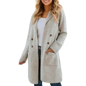 Women Fall Long Cardigan Sweater Trendy Apricot