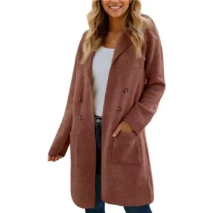 Women Fall Long Cardigan Sweater Trendy Caramel