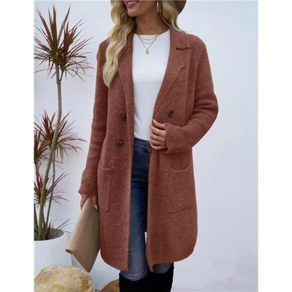 Women Fall Long Cardigan Sweater Trendy Caramel