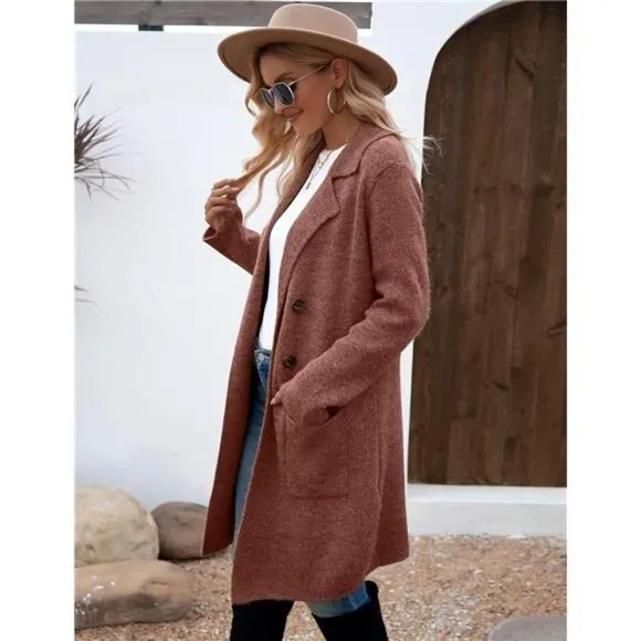 Women Fall Long Cardigan Sweater Trendy Caramel