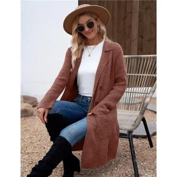 Women Fall Long Cardigan Sweater Trendy Caramel