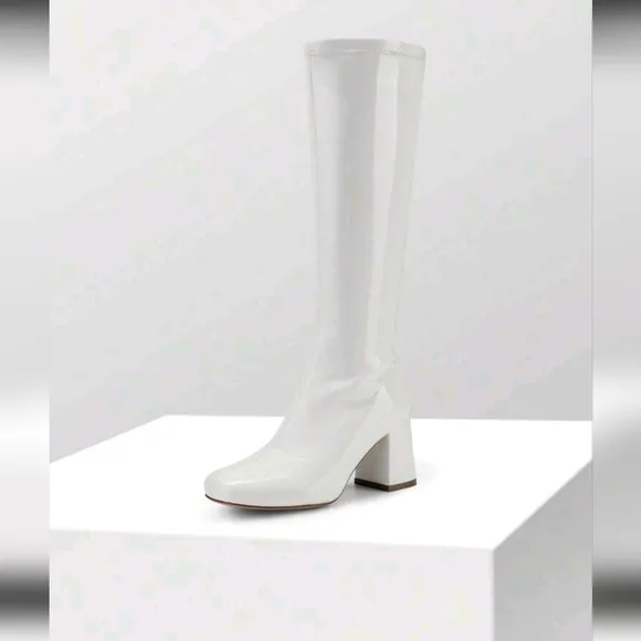 Women Gogo Boots Fashionable Square Toe Chunky Classic Knee High Boots For Women